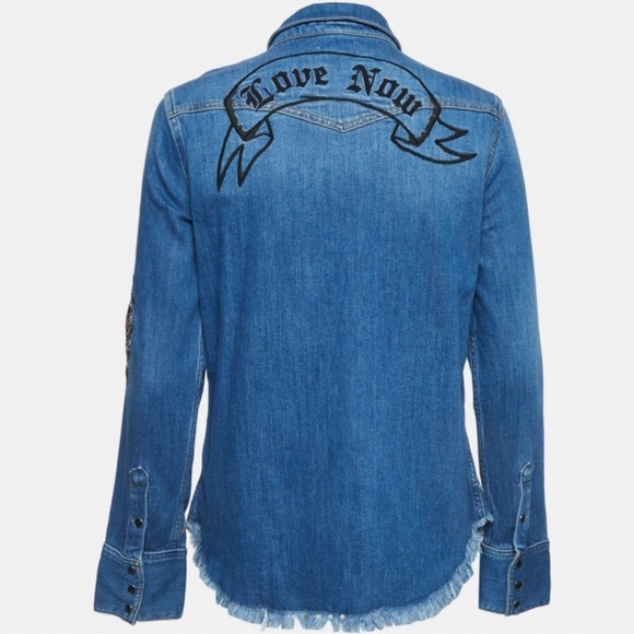 Thelma Deluxe Embroidered Love Now Denim Shirt - Picture 3 of 16